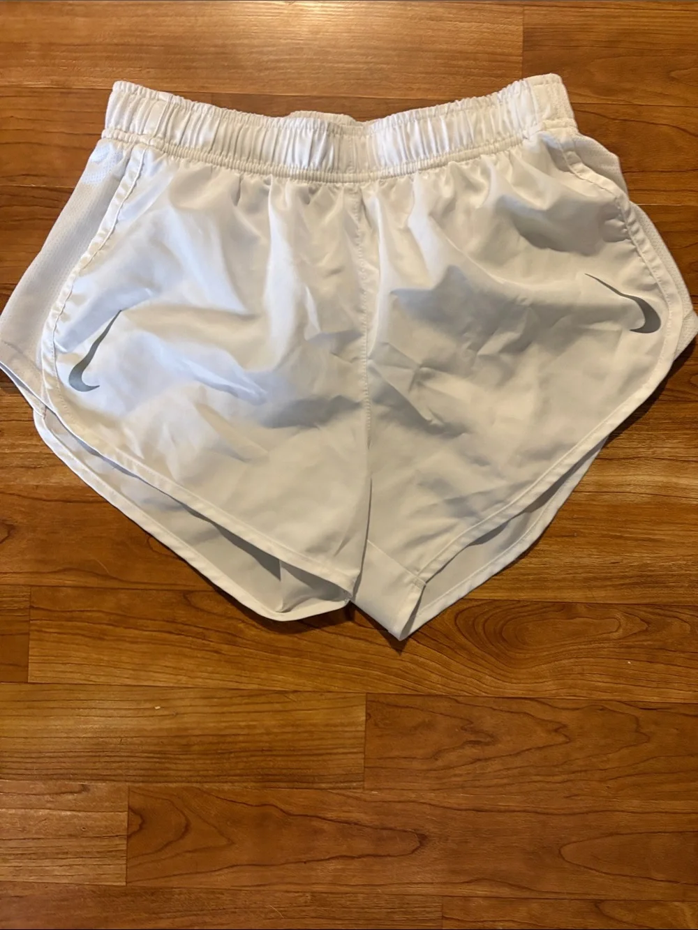Nike White Women’s Athletic Running Shorts with Reflective Swoosh